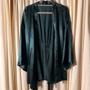 Journelle Washable Silk Robe Emerald Green Size Large